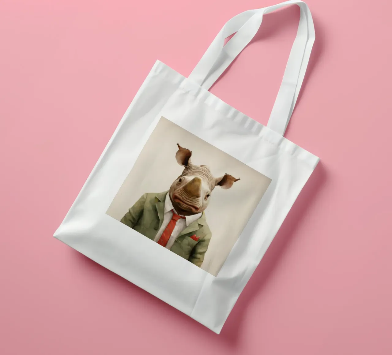 Minimal Rhino 1 borsa in juta da Minimal Animal Art