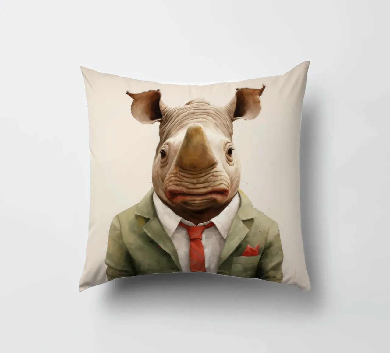 Minimal Rhino 1 cuscino da Minimal Animal Art