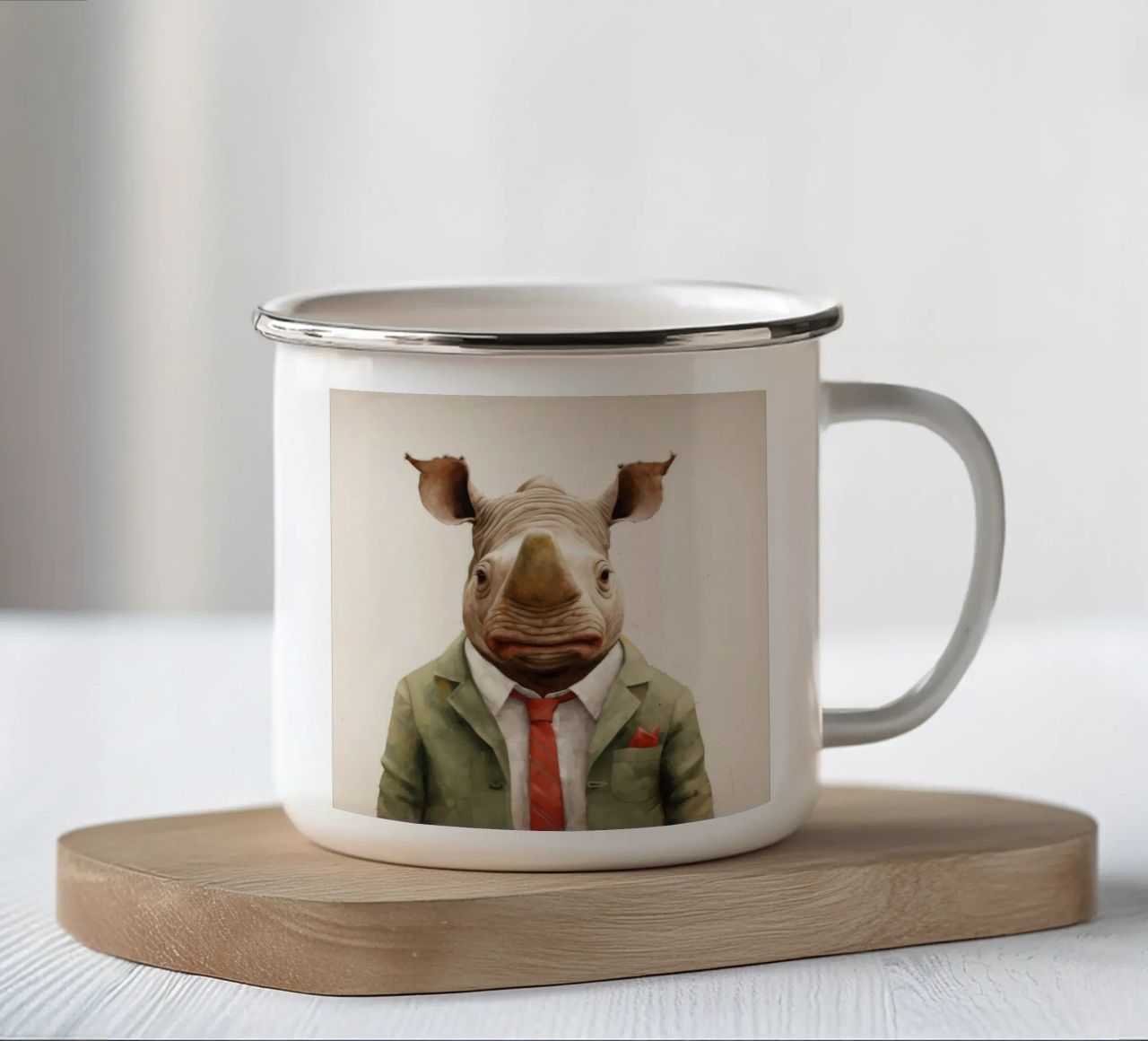 Minimal Rhino 1 tazza in smalto da Minimal Animal Art