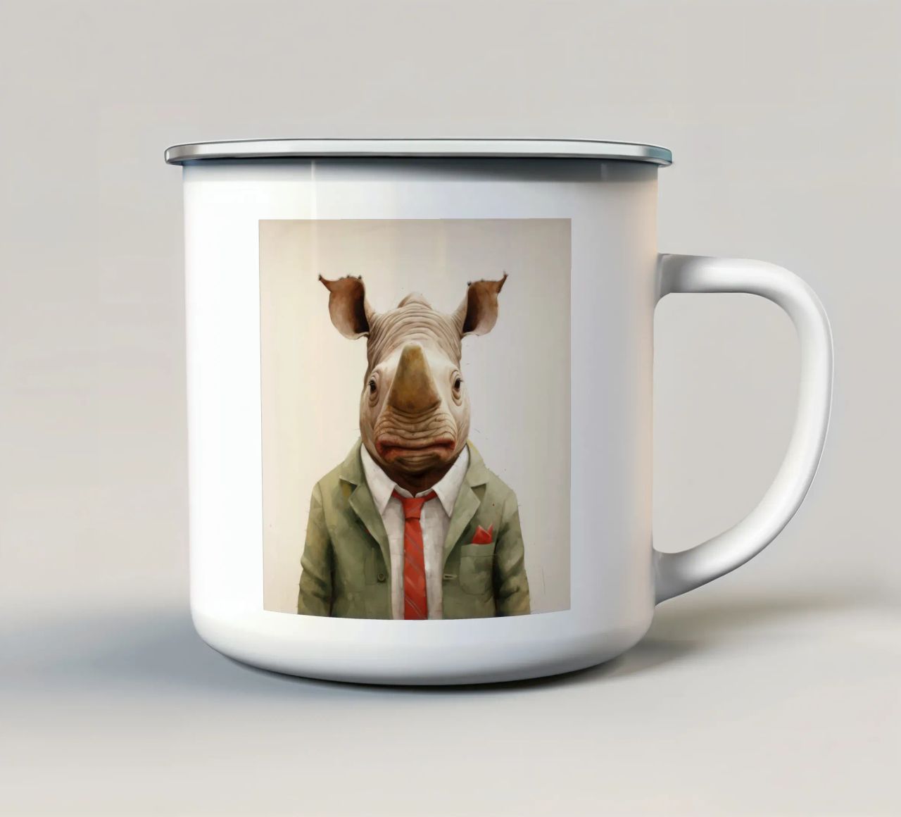 Minimal Rhino 1 tazza in smalto da Minimal Animal Art