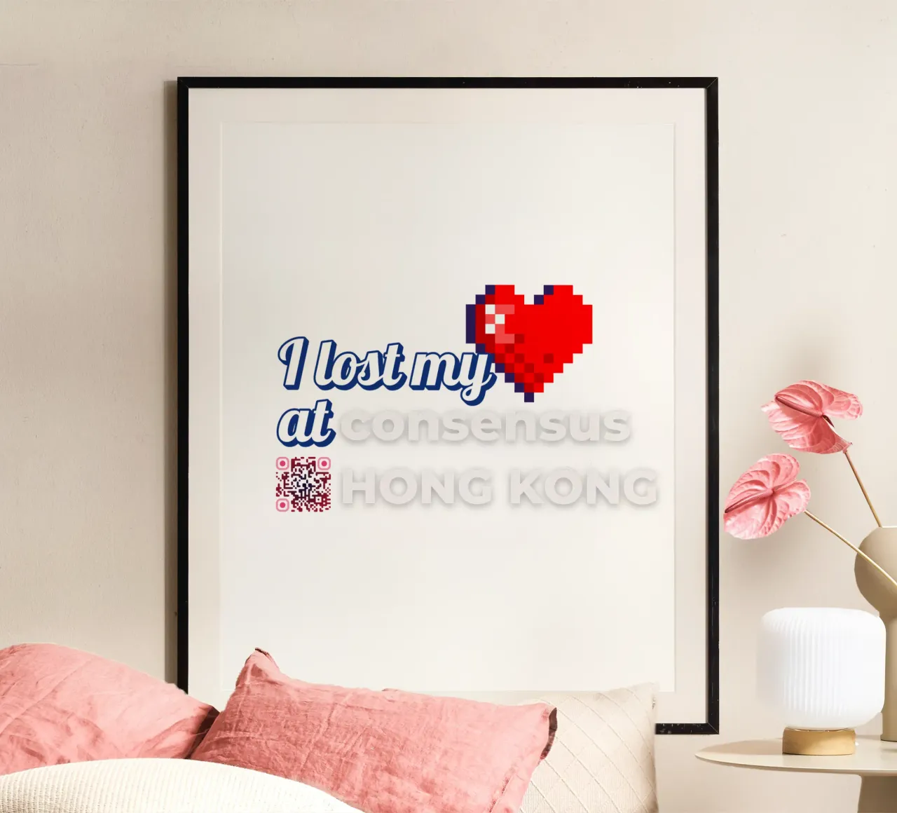 HK_my heart_ETH poster con telaio in legno da Crypto_Jungle