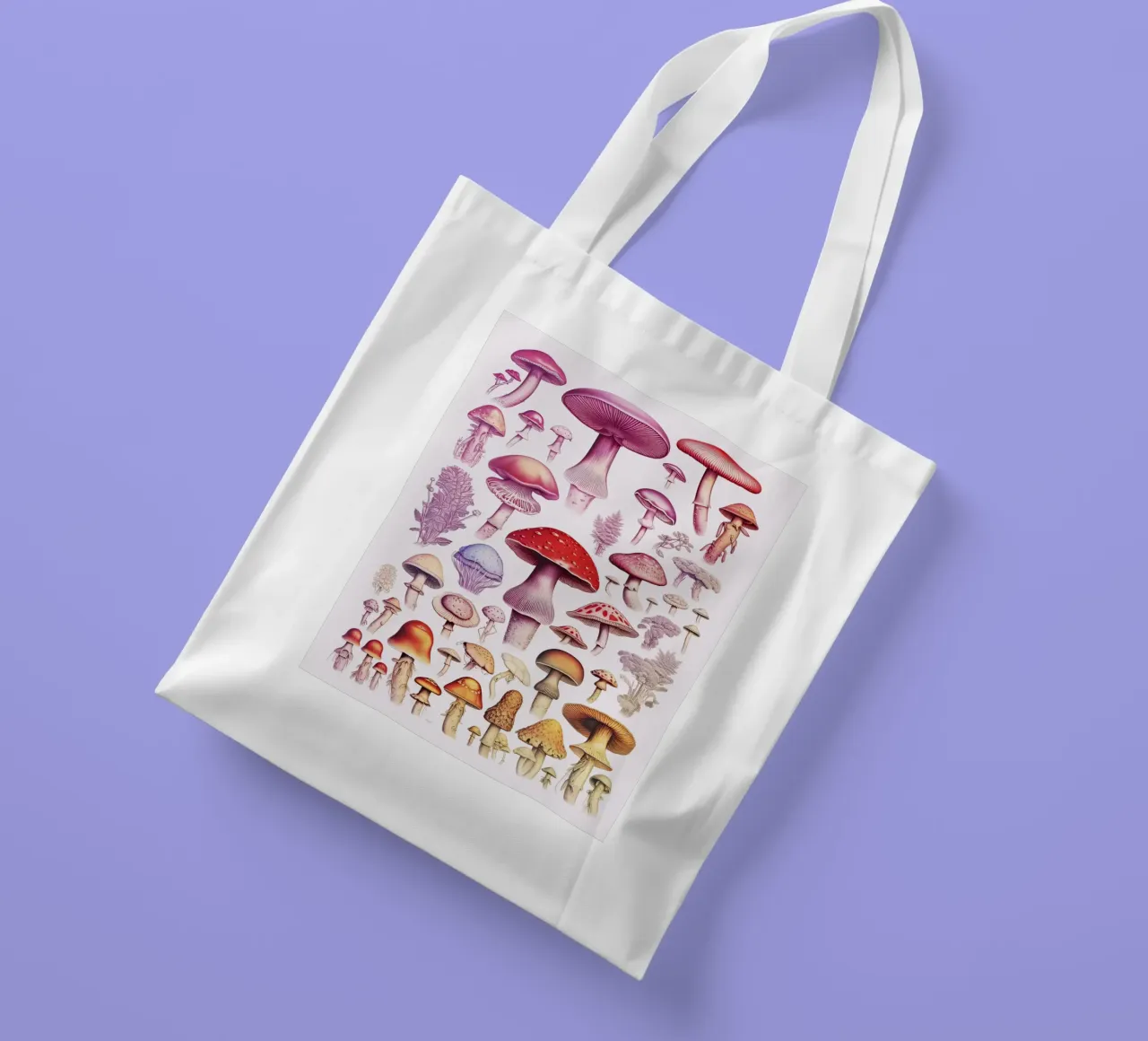 Mushrooms Rainbow Collection tote bag by Peaches Art Prints