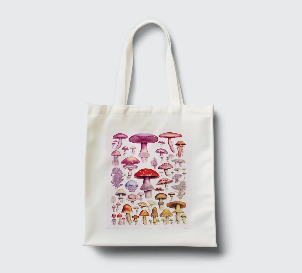 Mushrooms Rainbow Collection tote bag by Peaches Art Prints