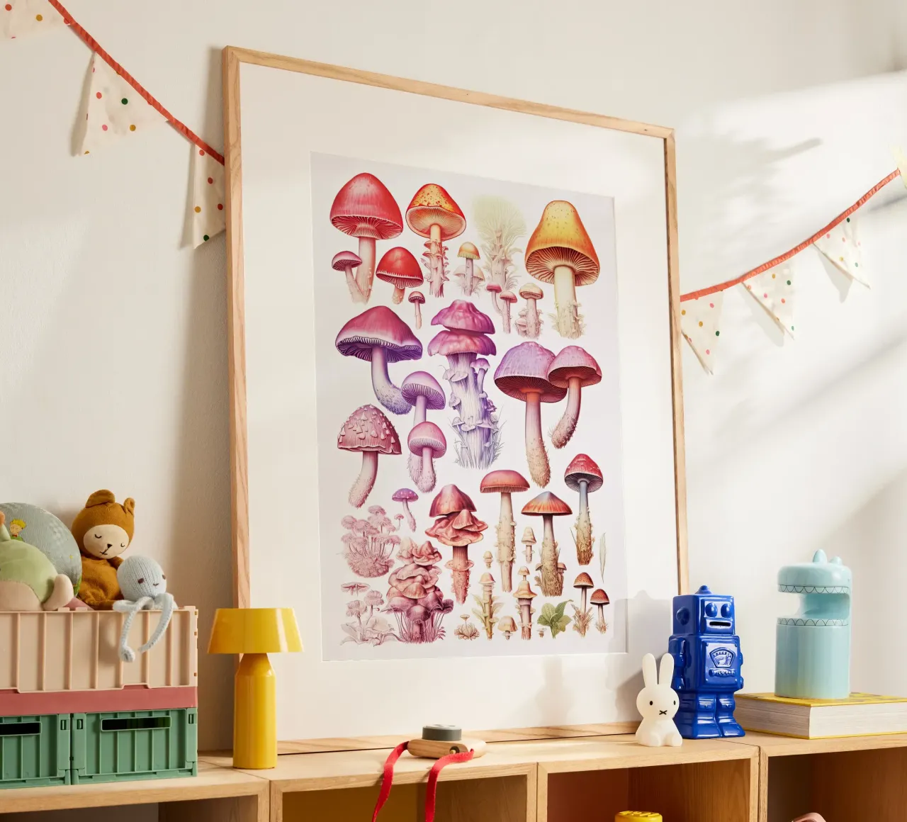 Rainbow Mushroom Collection - Vintage poster by Peaches Art Prints