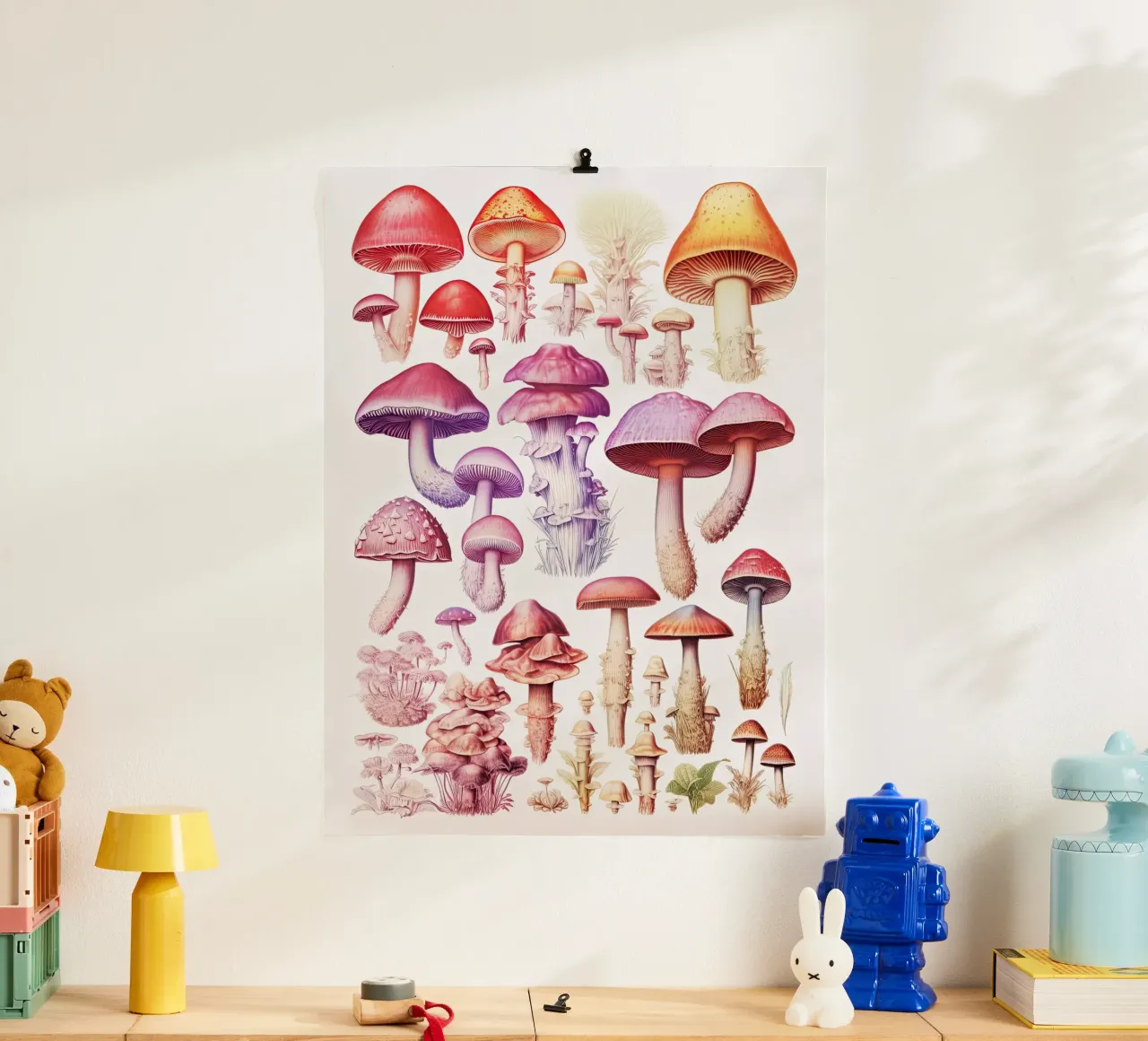 Rainbow Mushroom Collection - Vintage poster by Peaches Art Prints
