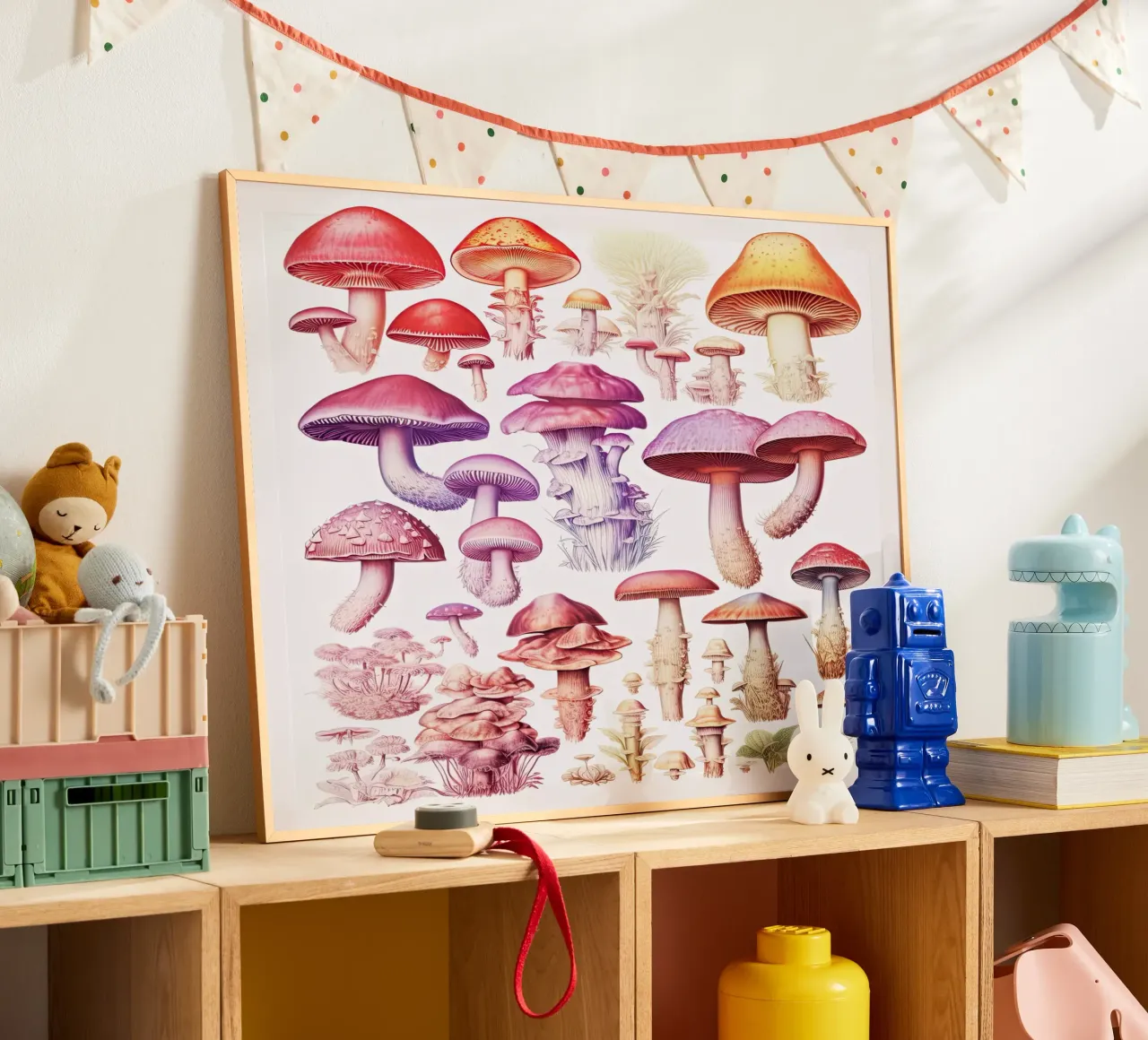 Rainbow Mushroom Collection - Vintage poster by Peaches Art Prints