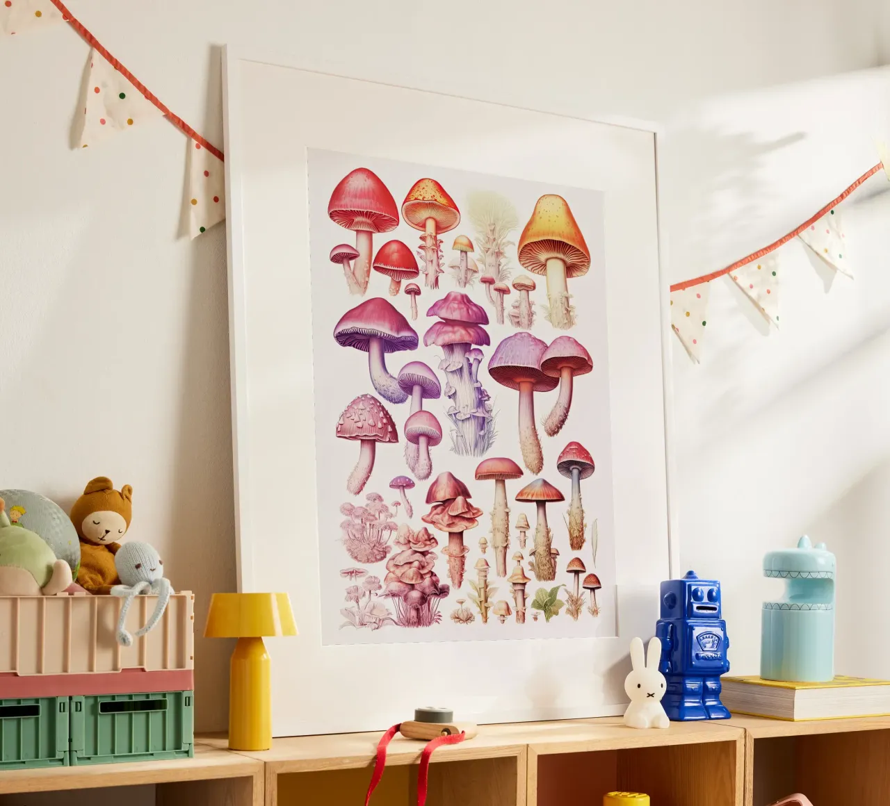 Rainbow Mushroom Collection - Vintage poster by Peaches Art Prints