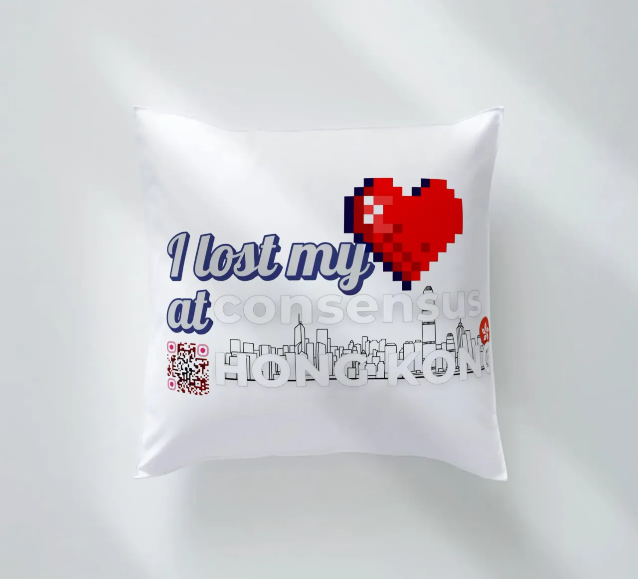 I lost my Heart at Consensus HK cuscino da Crypto_Jungle