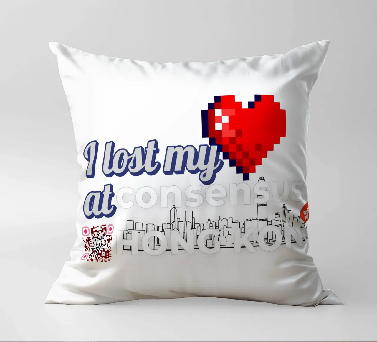 I lost my Heart at Consensus HK cuscino da Crypto_Jungle