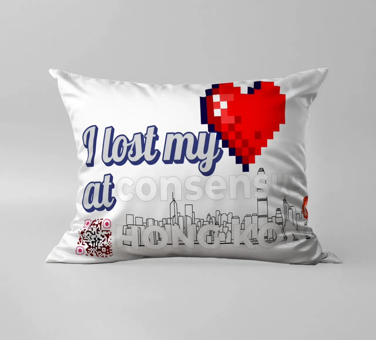 I lost my Heart at Consensus HK cuscino da Crypto_Jungle
