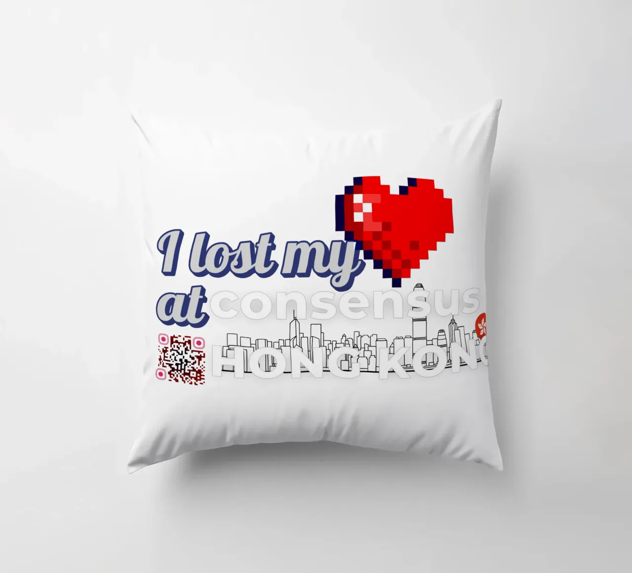 I lost my Heart at Consensus HK cuscino da Crypto_Jungle