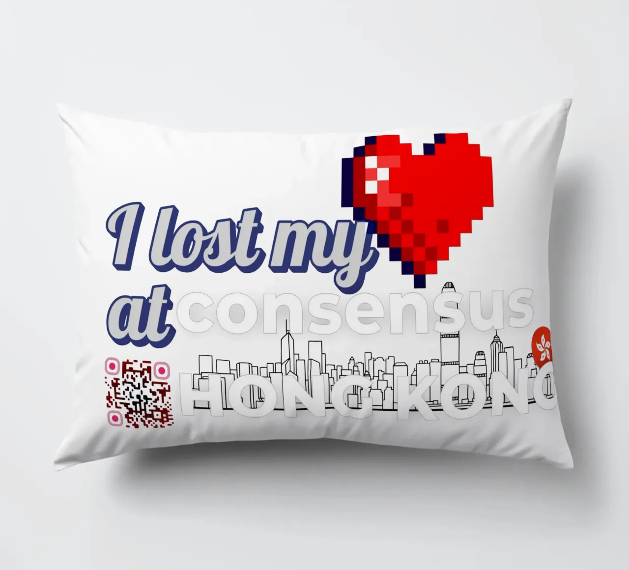 I lost my Heart at Consensus HK cuscino da Crypto_Jungle