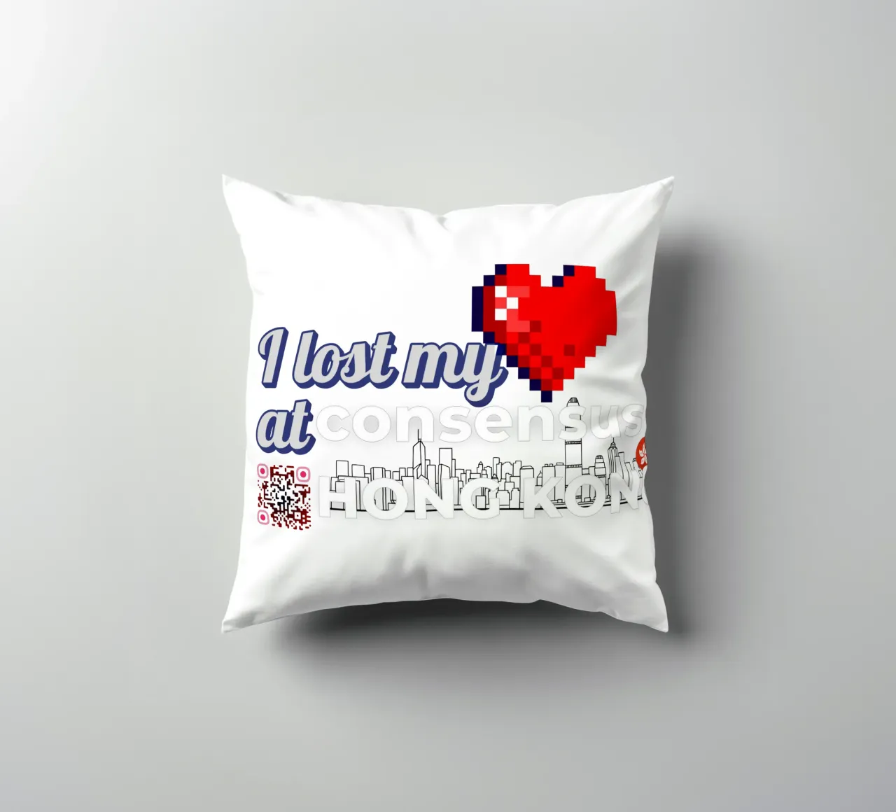 I lost my Heart at Consensus HK cuscino da Crypto_Jungle