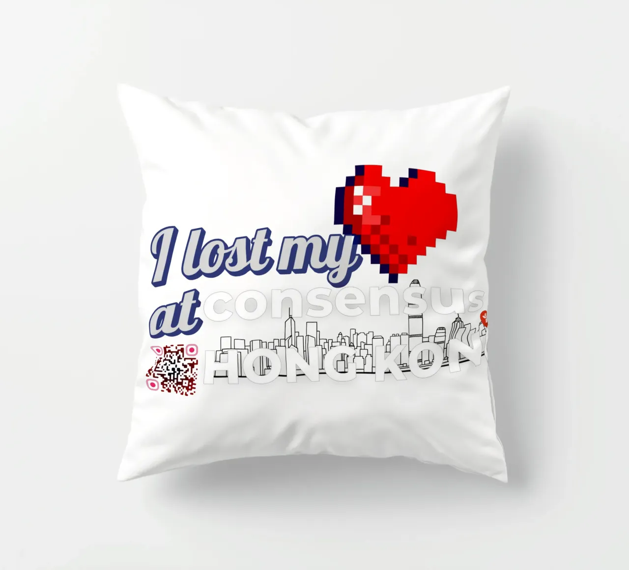 I lost my Heart at Consensus HK cuscino da Crypto_Jungle