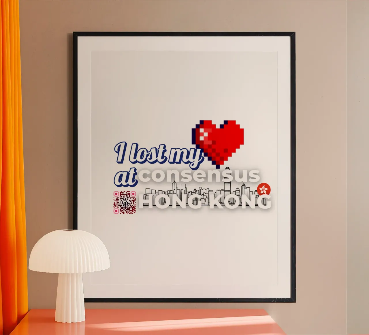 I lost my Heart at Consensus HK poster avec cadre en aluminium de Crypto_Jungle