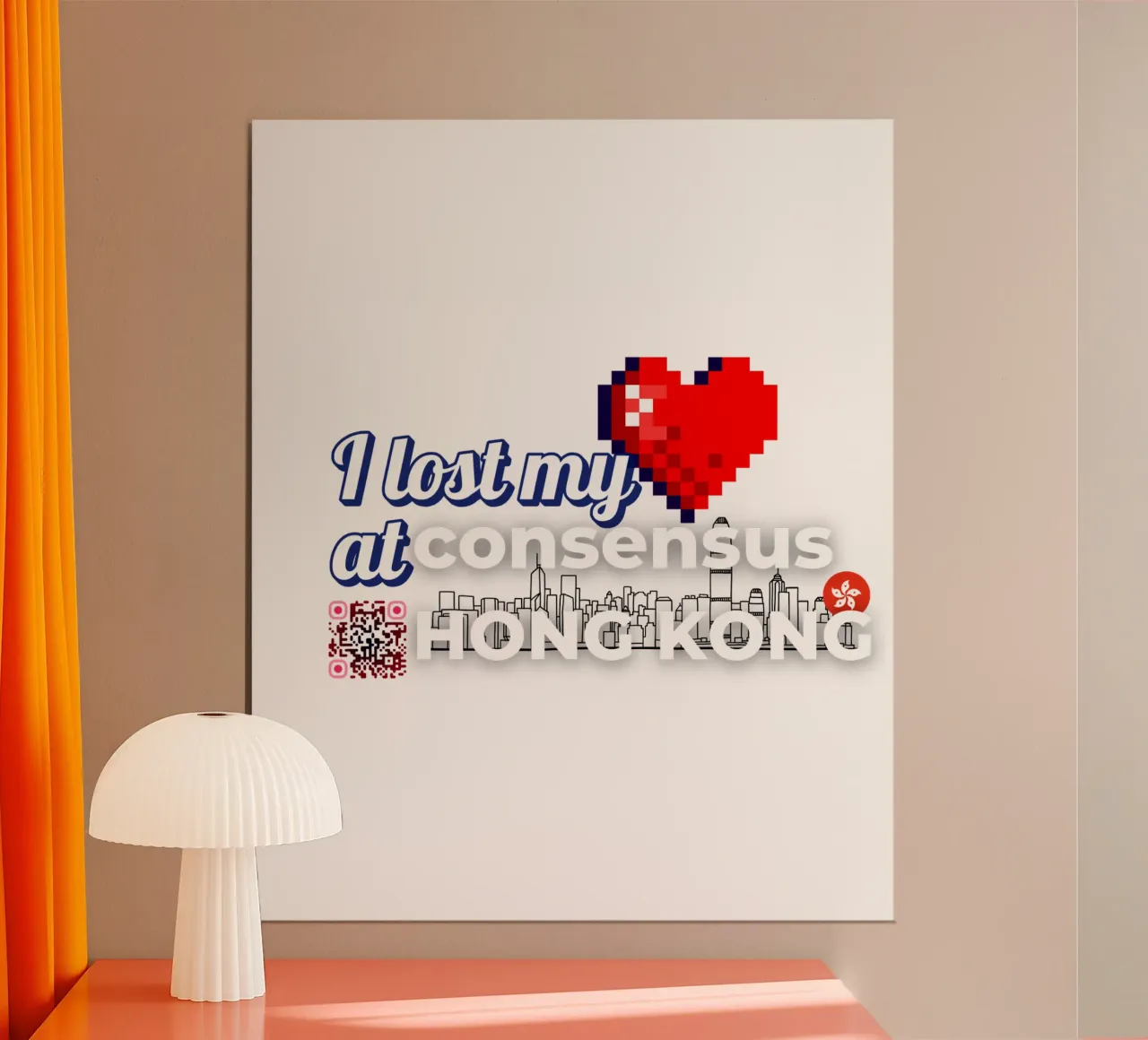 I lost my Heart at Consensus HK poster avec cadre en aluminium de Crypto_Jungle