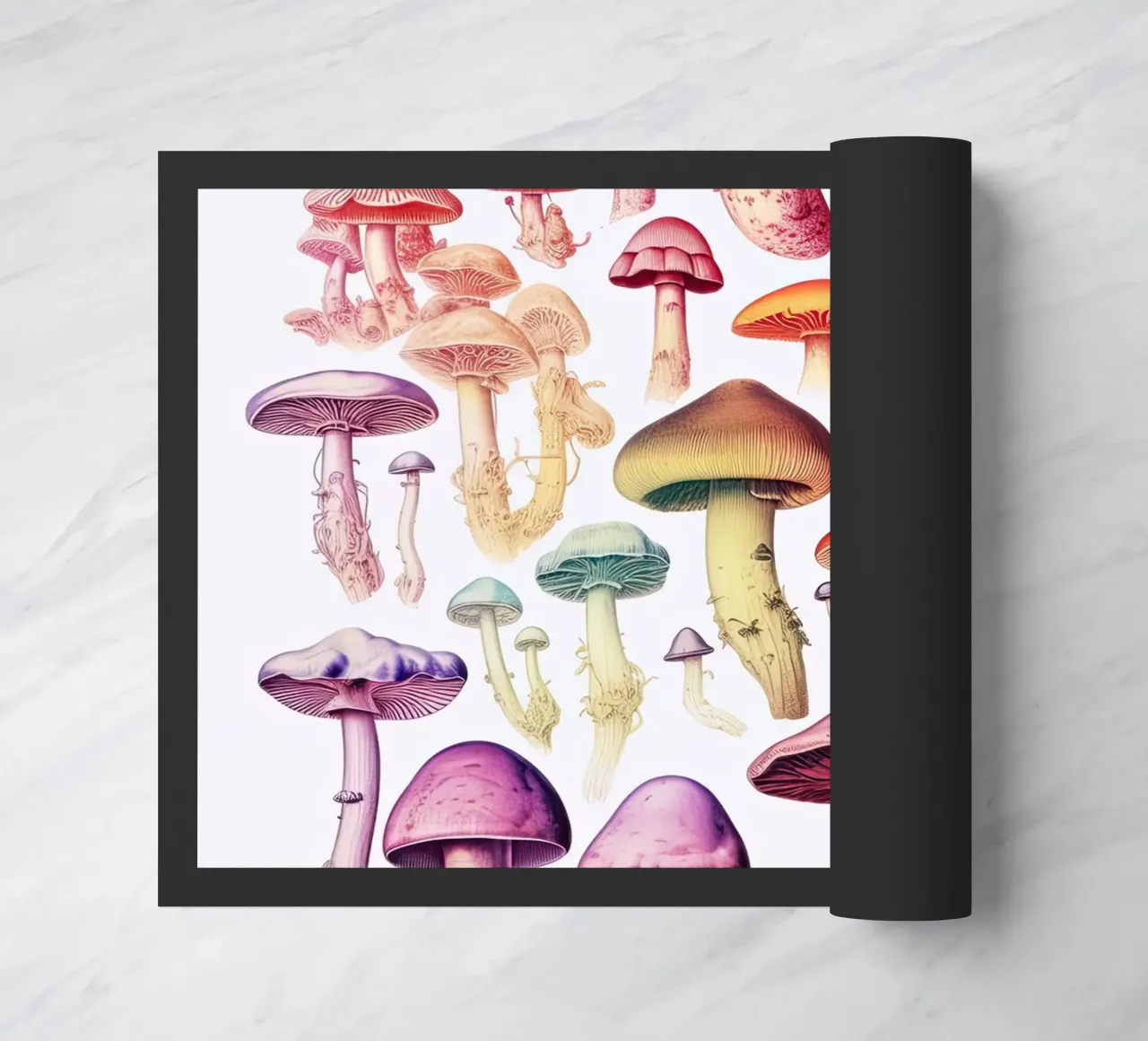 Rainbow Mushroom Collection - Vintage Kitchen doormat by Peaches Art Prints