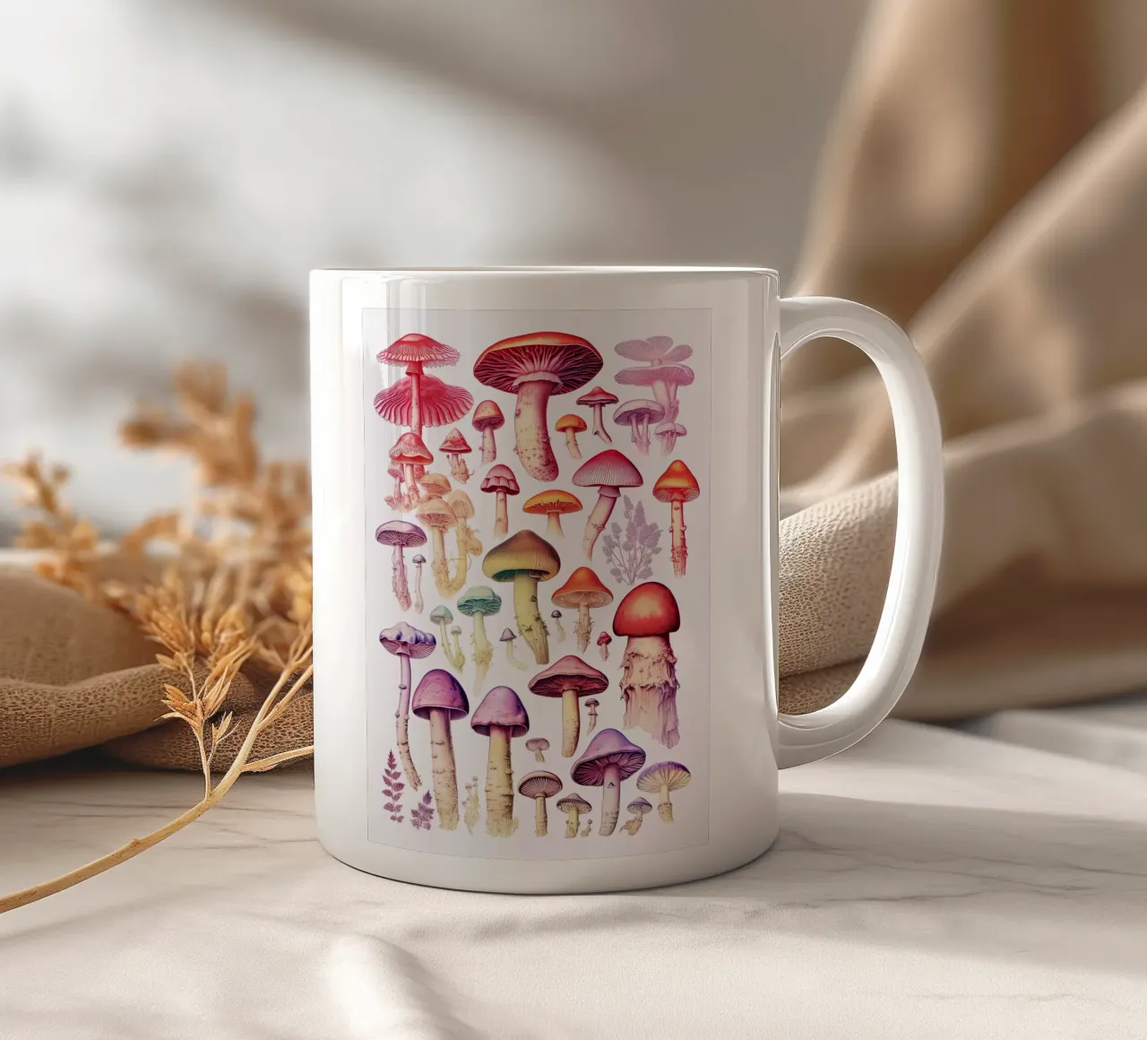 Rainbow Mushroom Collection - Vintage Kitchen ceramic mug by Peaches Art Prints