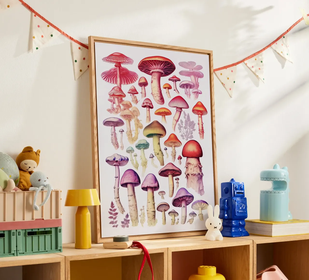 Rainbow Mushroom Collection - Vintage Kitchen acrylic glass by Peaches Art Prints