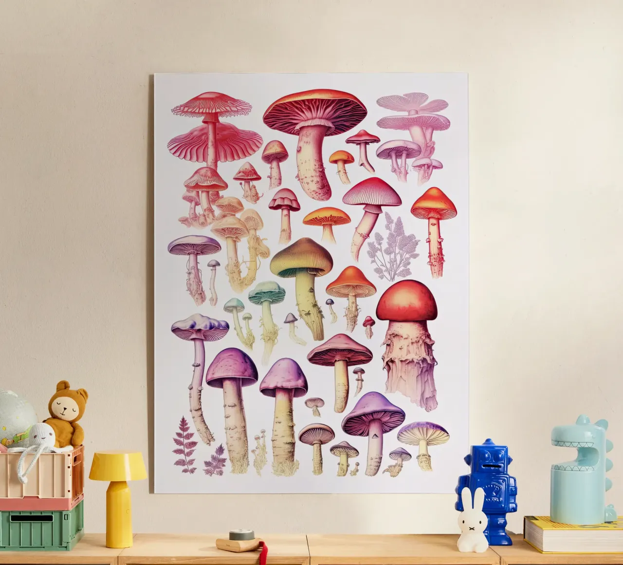 Rainbow Mushroom Collection - Vintage Kitchen acrylic glass by Peaches Art Prints
