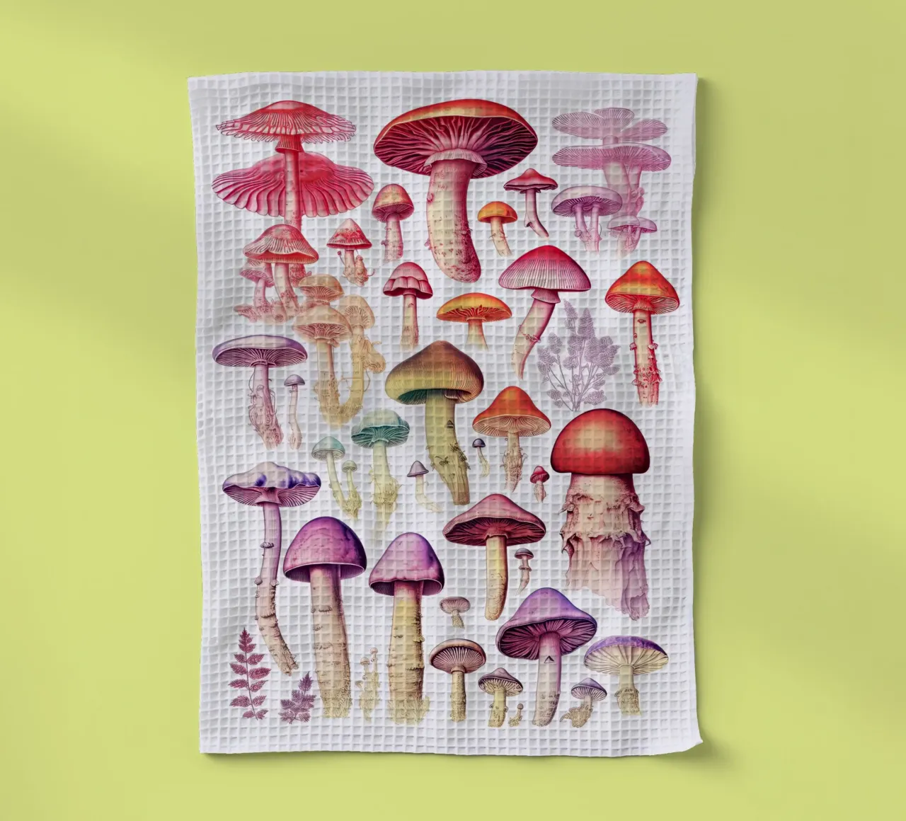 Collection de champignons arc-en-ciel - Cuisine vintage torchon de Peaches Art Prints