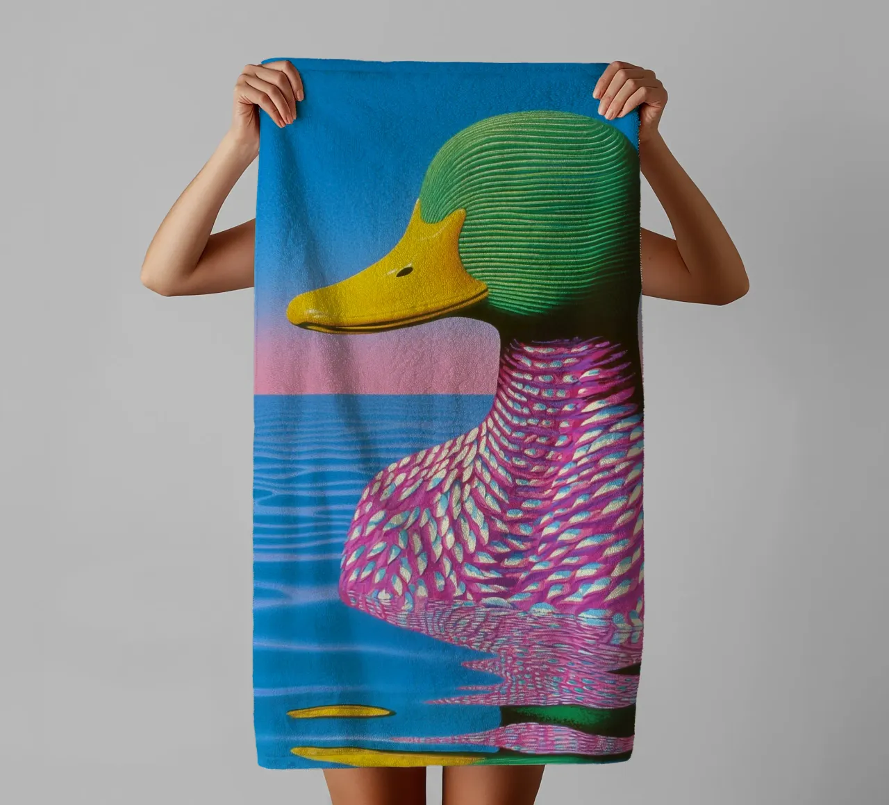 Surreal duck dreams towel by Carinaprint