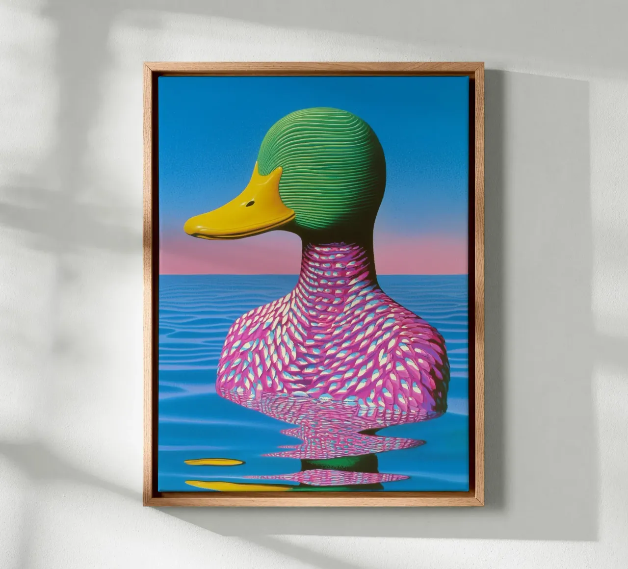 Surreal duck dreams canvas with Floater frame by Carinaprint
