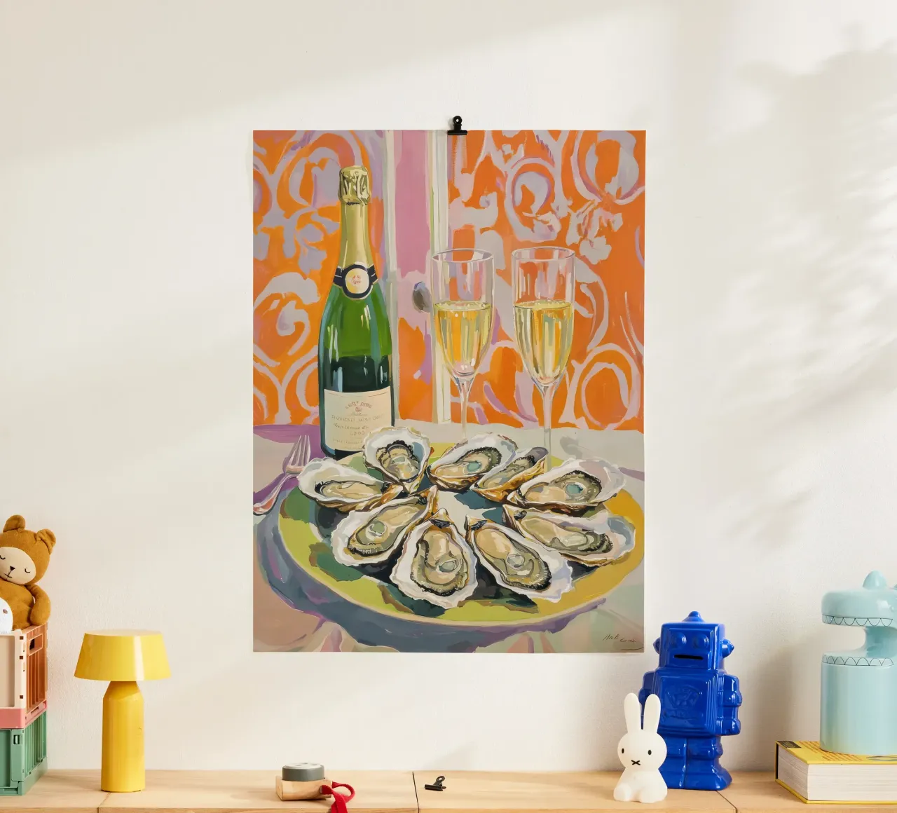 Poster per ostriche, stile Matisse poster con telaio in plastica da Peaches Art Prints