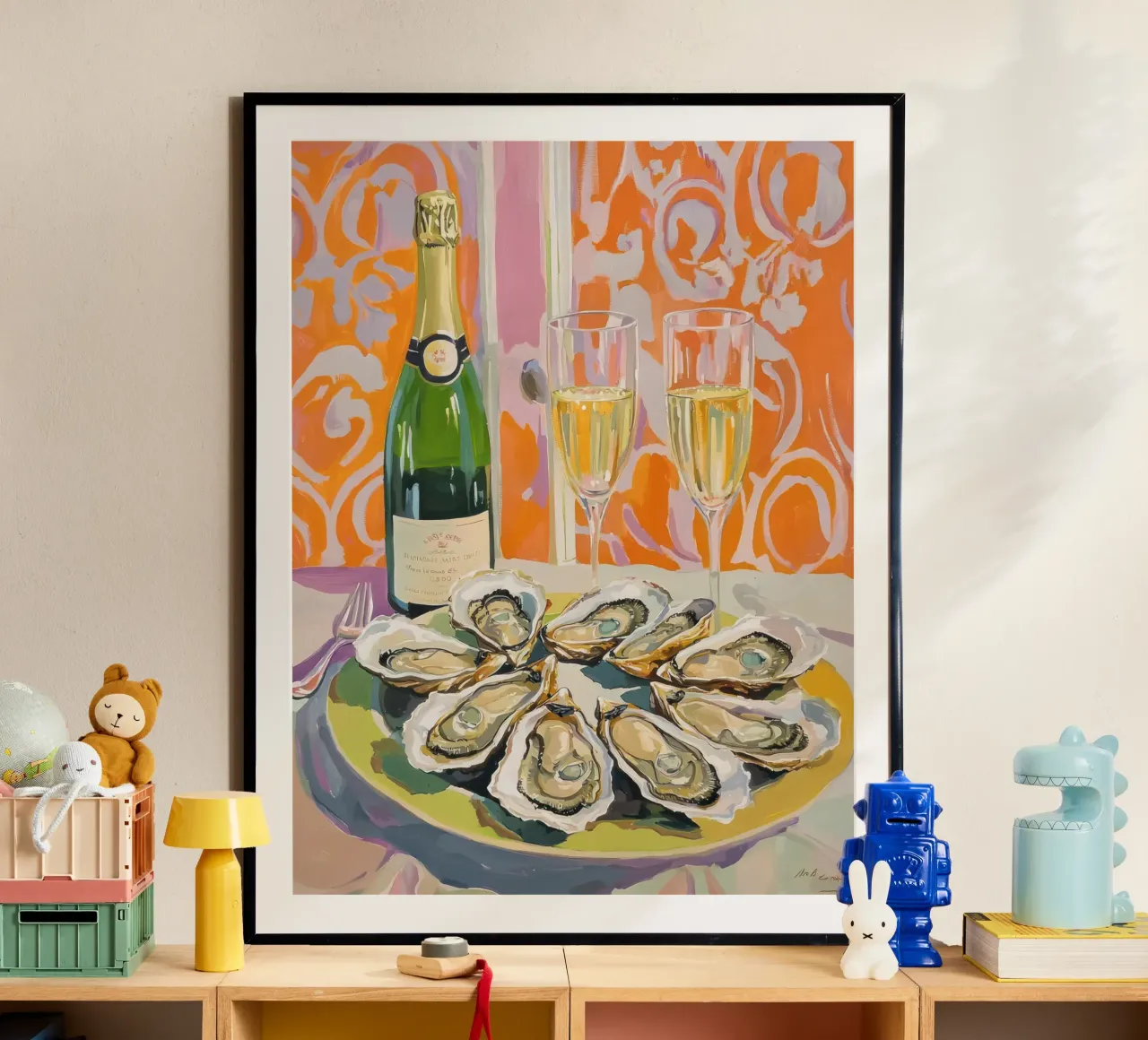 Poster per ostriche, stile Matisse poster con telaio in plastica da Peaches Art Prints