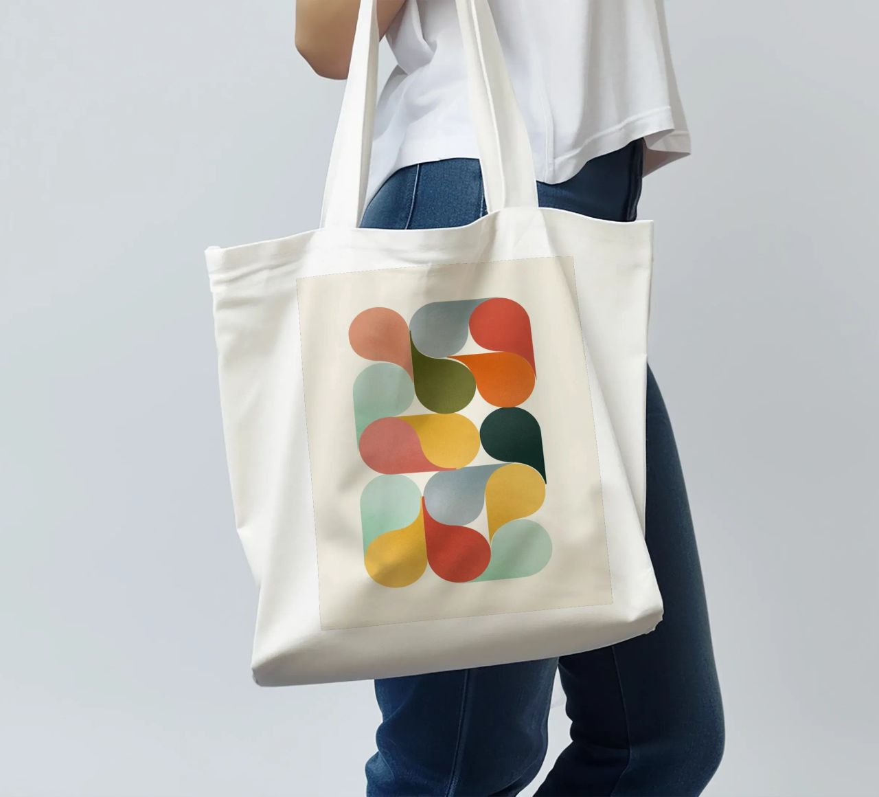 Retro Geometric Abstract Minimalist Art Print borsa in juta da showmemars