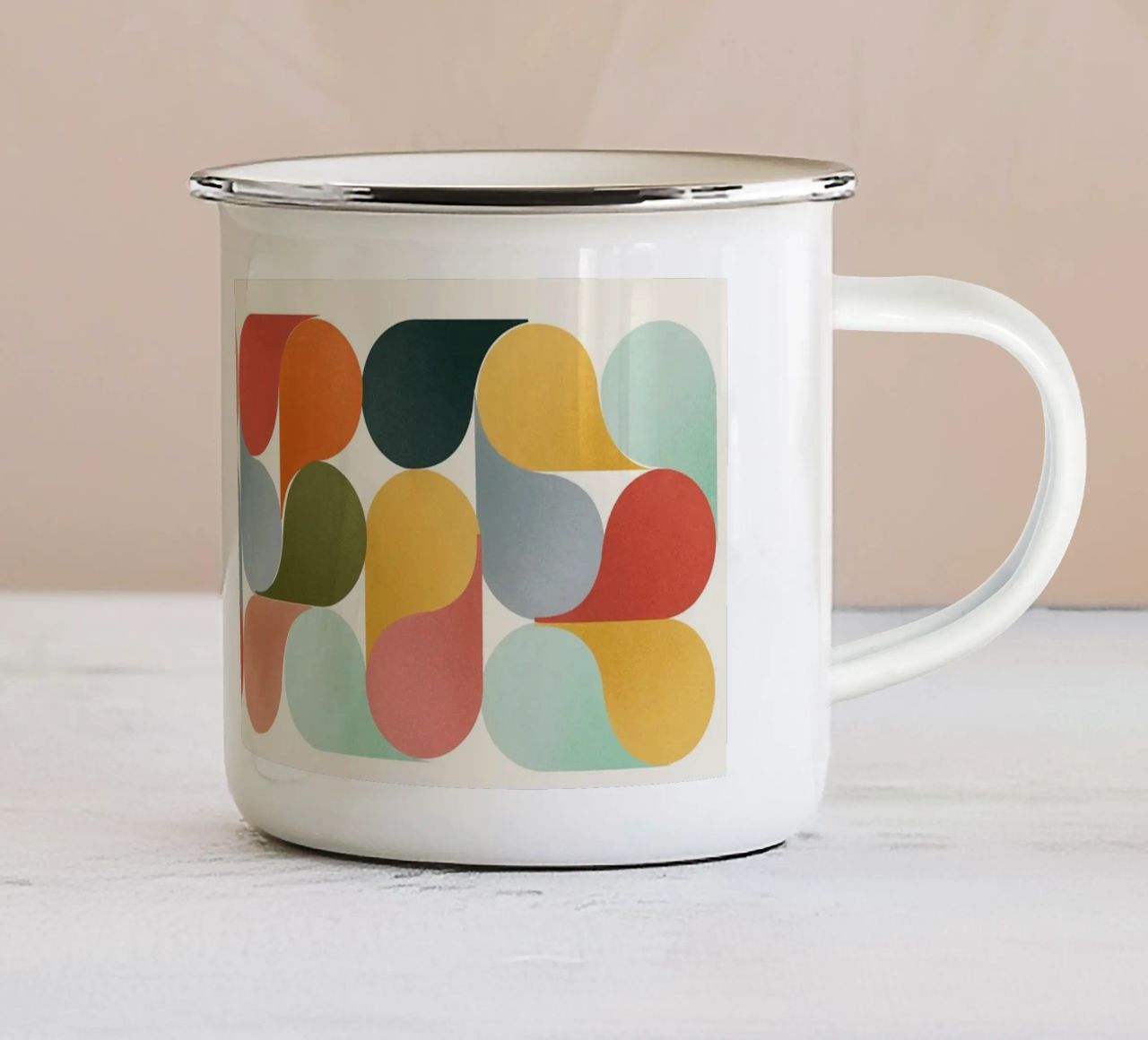 Retro Geometric Abstract Minimalist Art Print mug en émail de showmemars