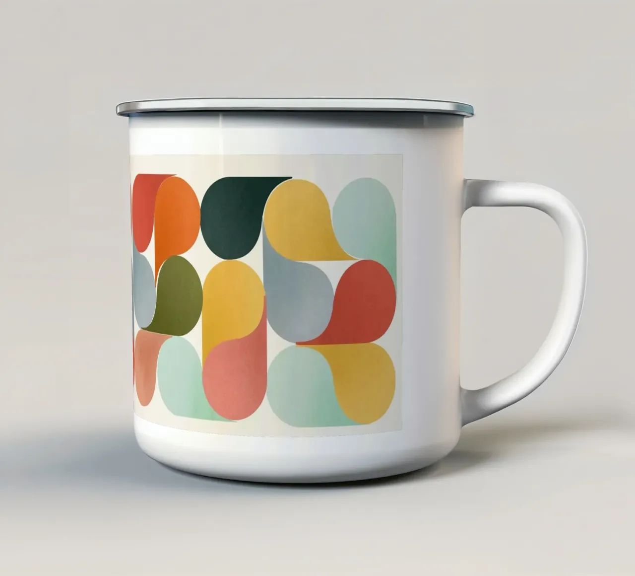 Retro Geometric Abstract Minimalist Art Print Emaille Tasse von showmemars