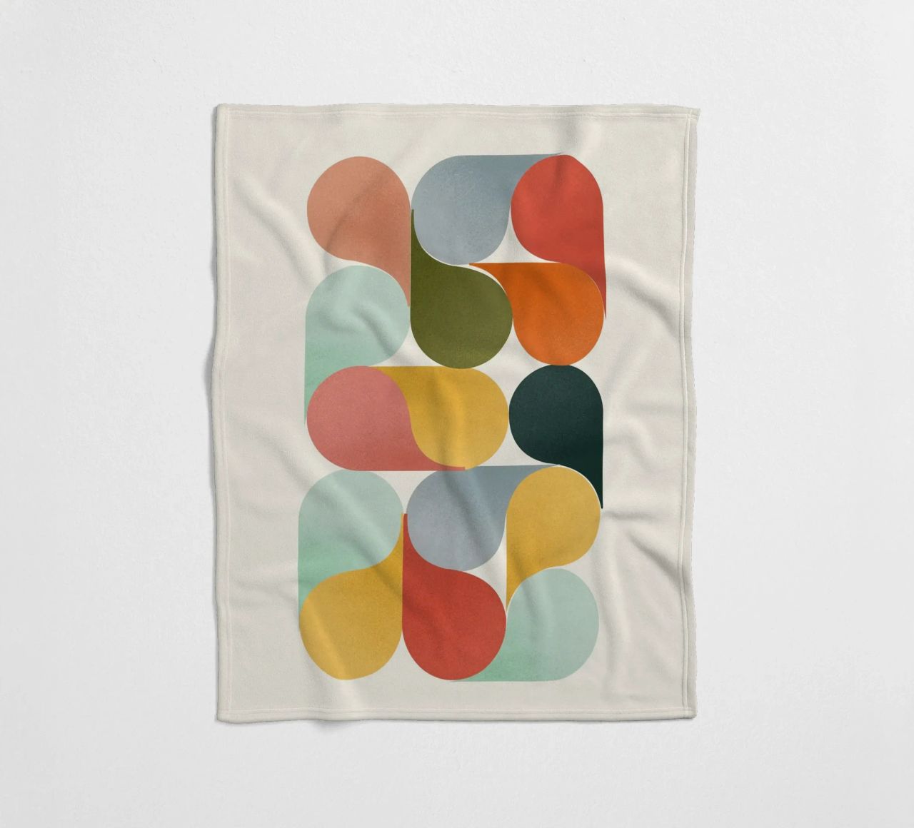Retro Geometric Abstract Minimalist Art Print fleece blanket by showmemars