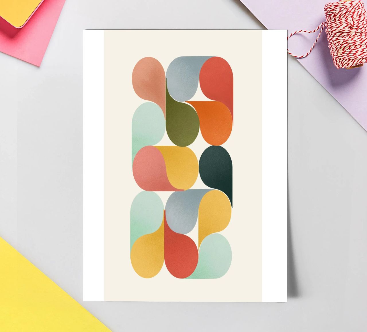 Retro Geometric Abstract Minimalist Art Print planche autocollant de showmemars