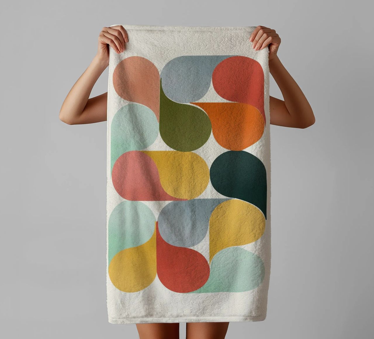 Retro Geometric Abstract Minimalist Art Print serviette de bain de showmemars
