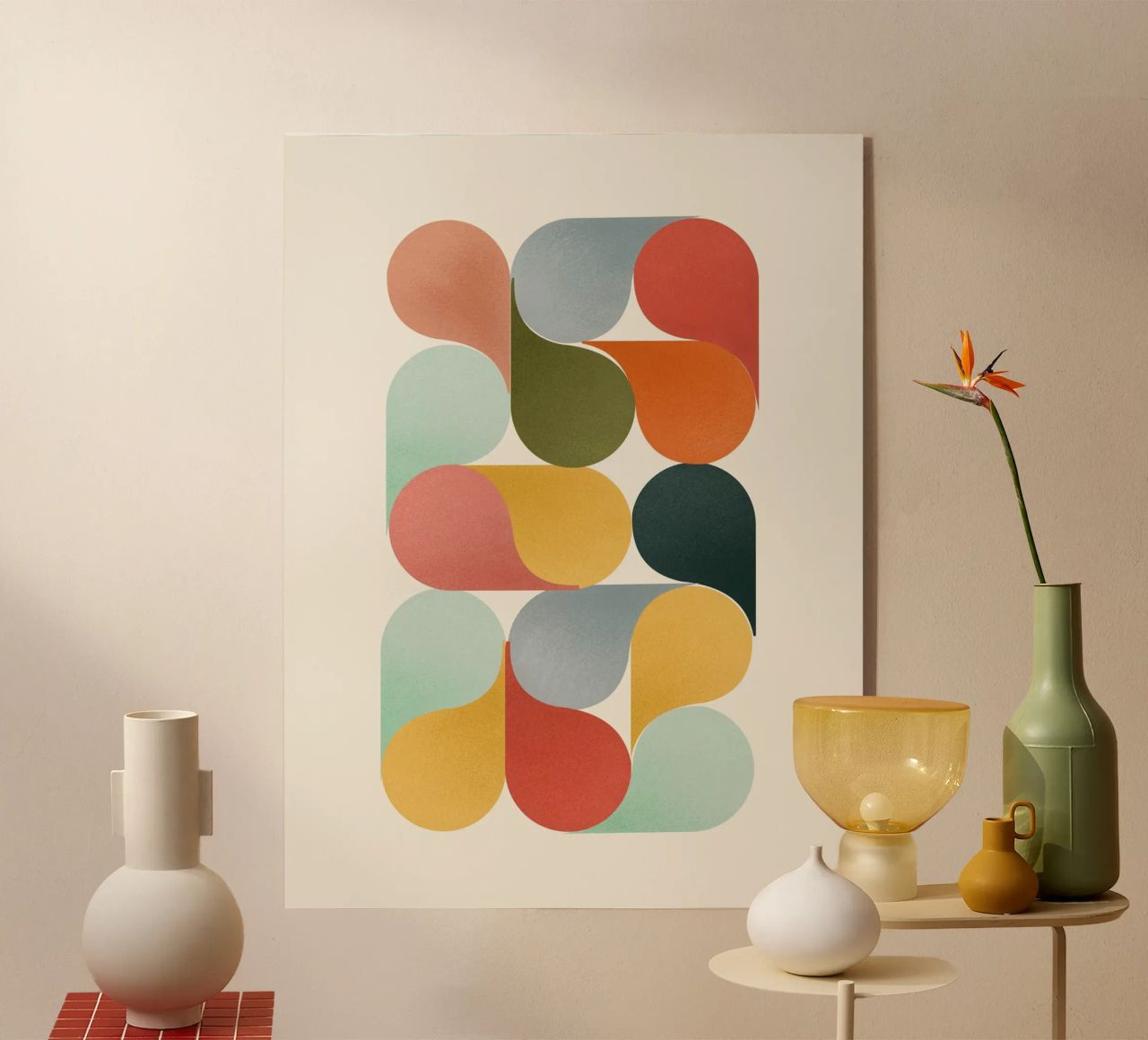 Retro Geometric Abstract Minimalist Art Print plexiglass da showmemars