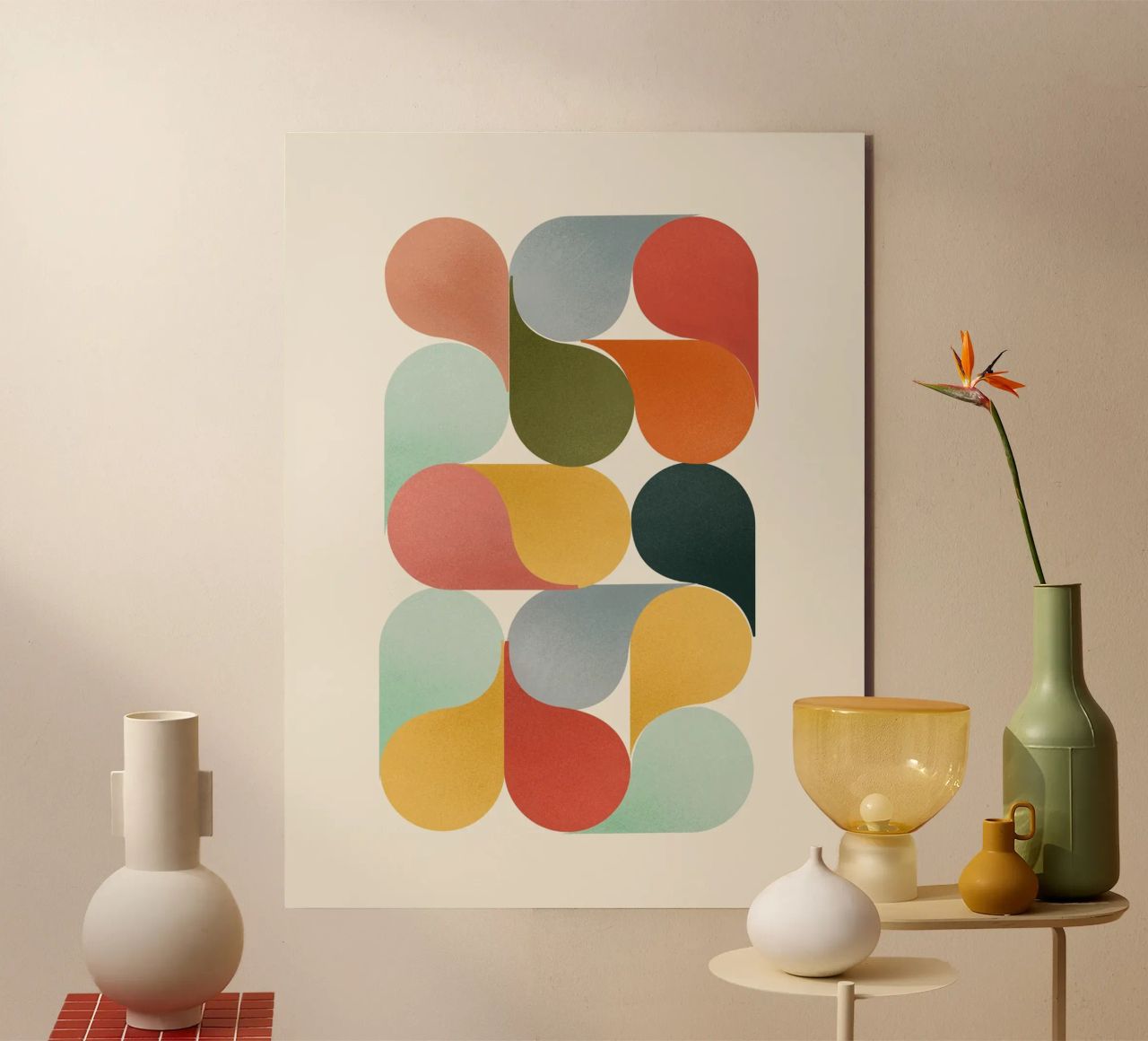 Retro Geometric Abstract Minimalist Art Print alu-dibond by showmemars
