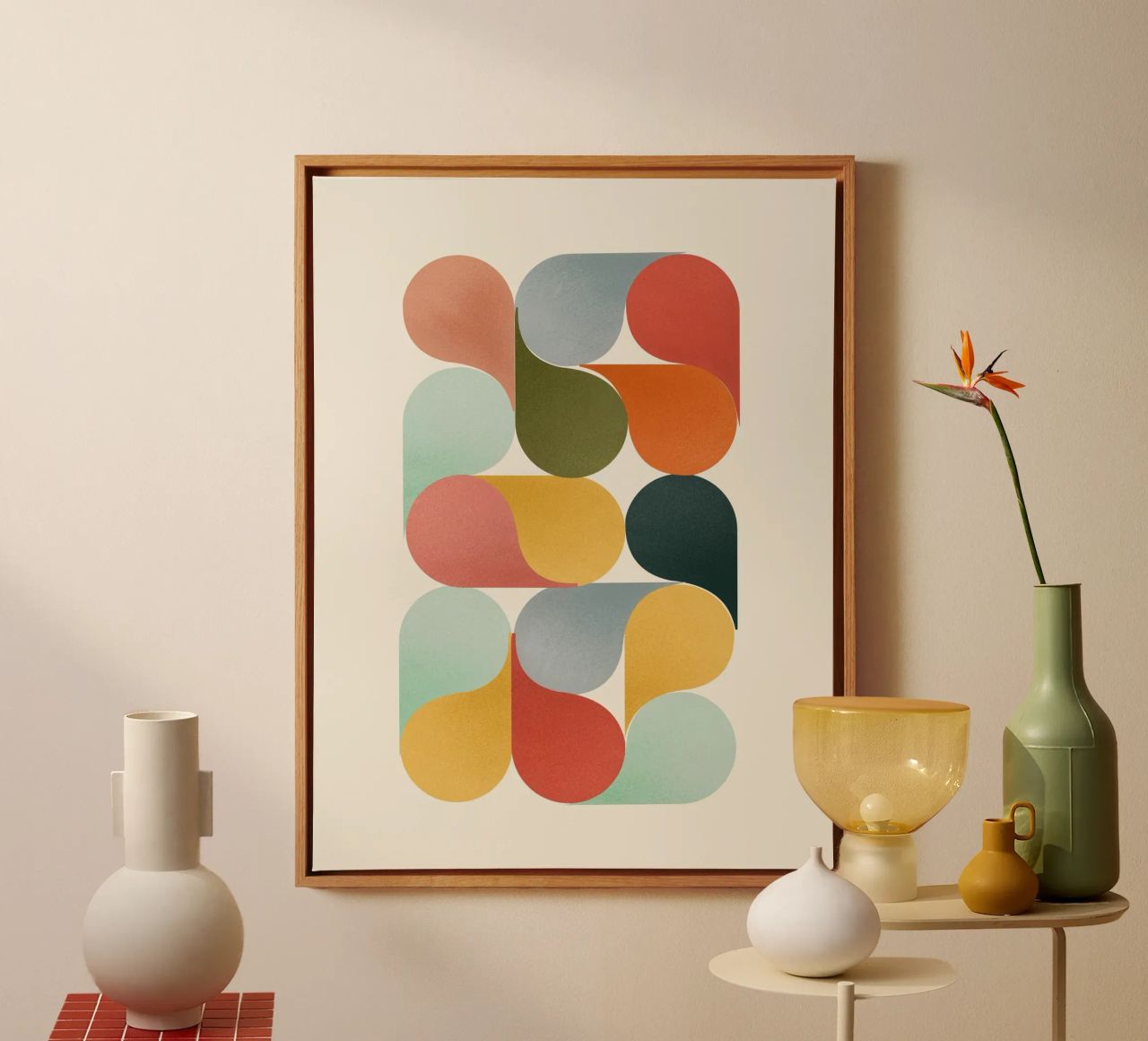 Retro Geometric Abstract Minimalist Art Print canvas by showmemars