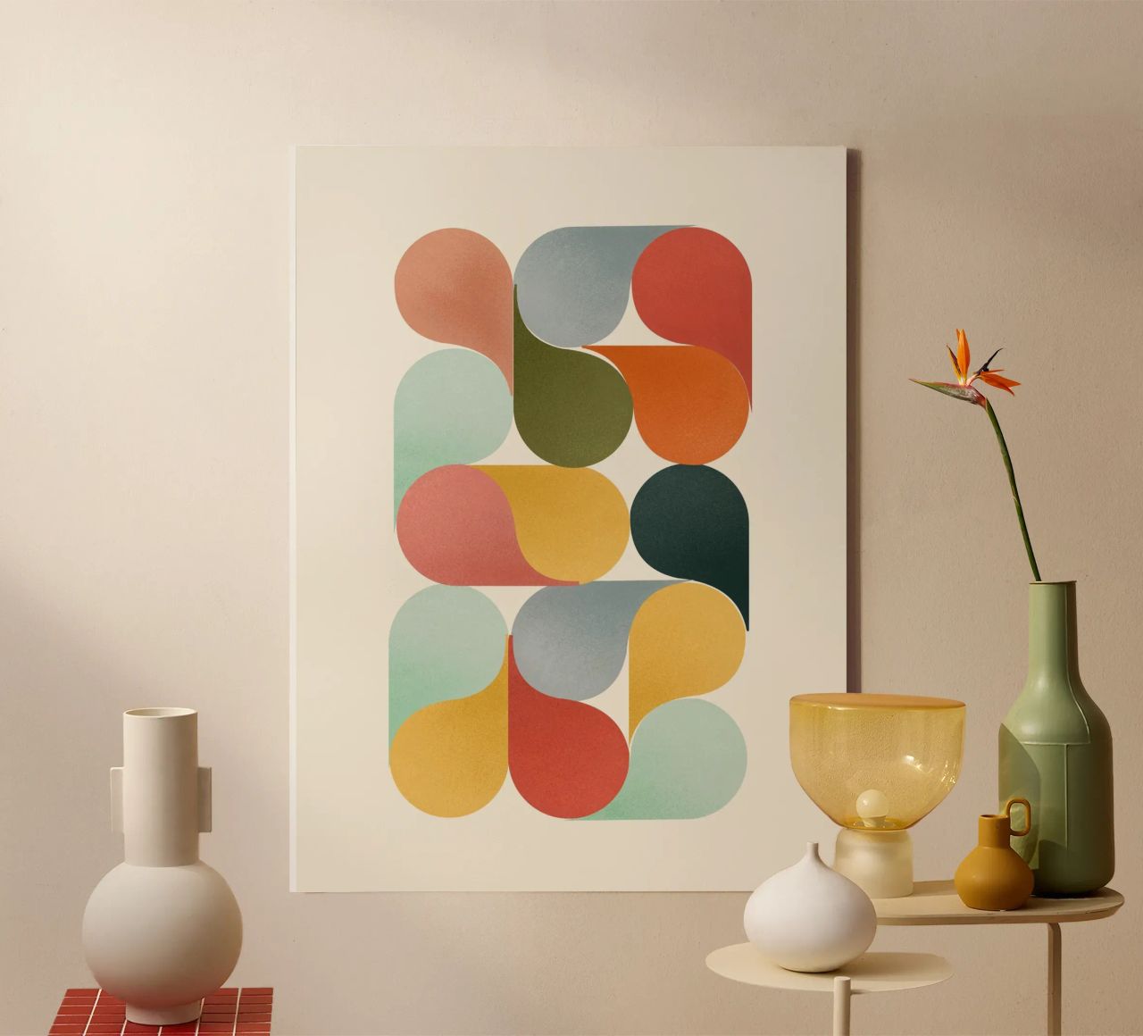 Retro Geometric Abstract Minimalist Art Print canvas by showmemars