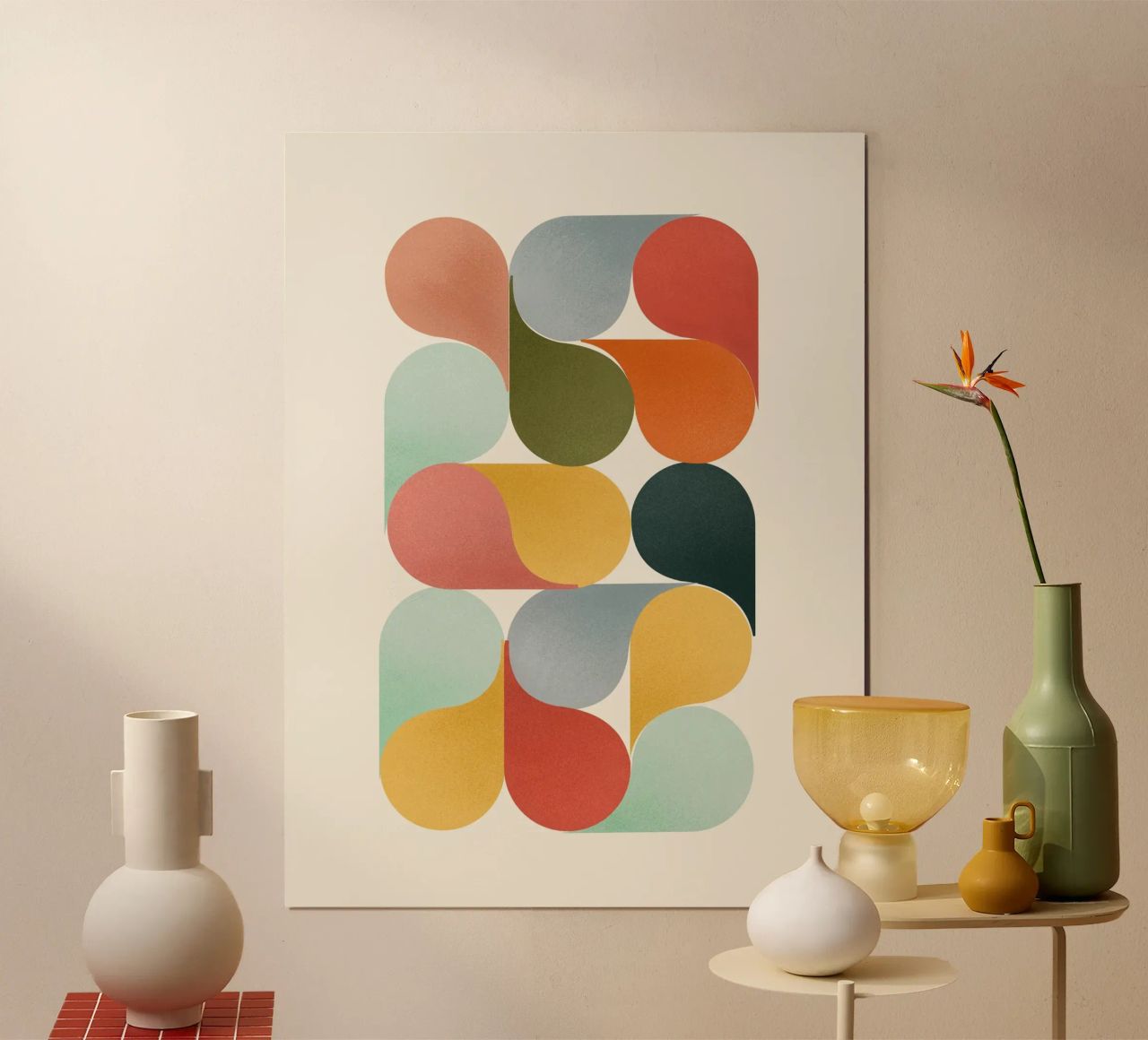 Retro Geometric Abstract Minimalist Art Print poster de showmemars