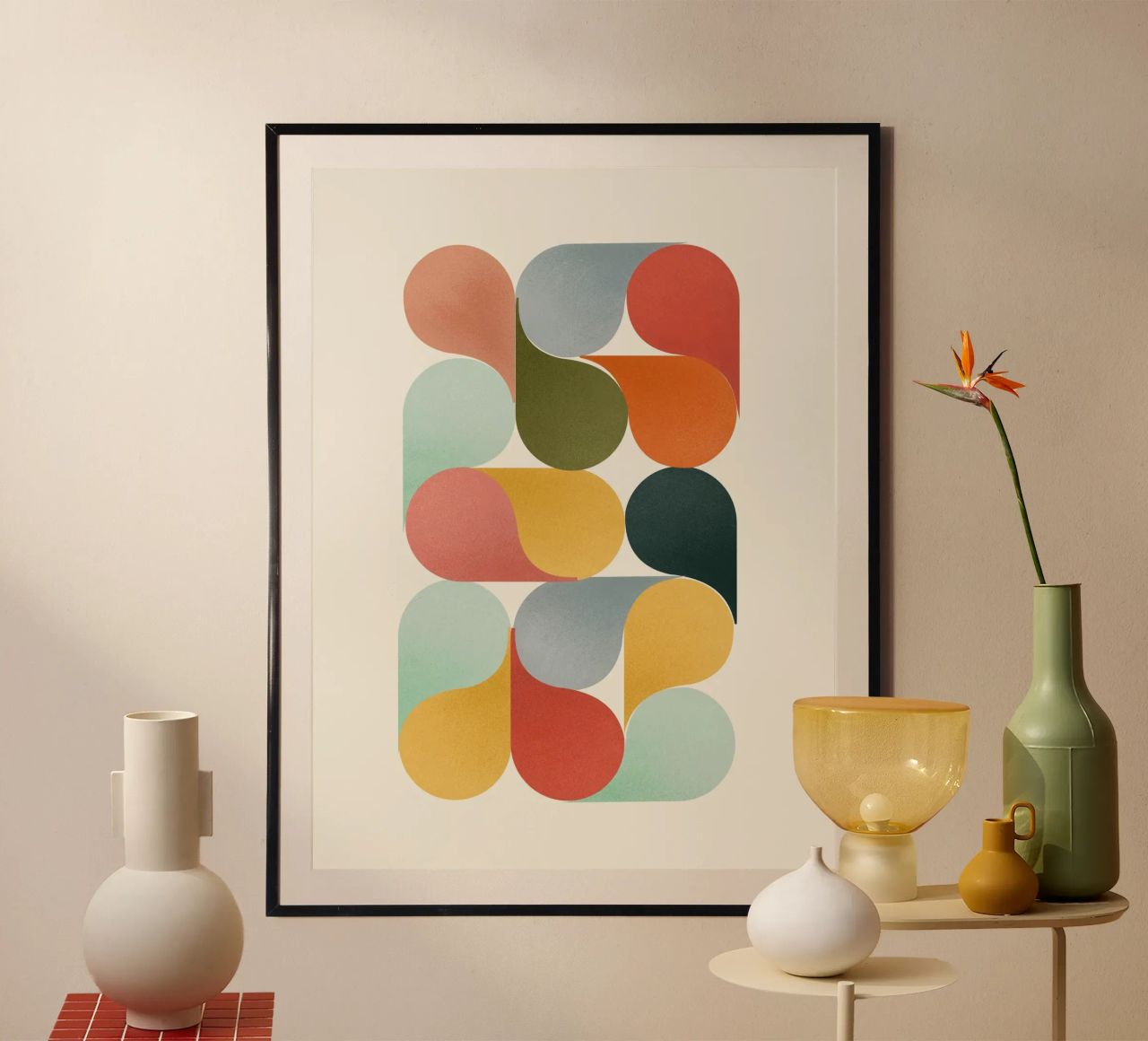 Retro Geometric Abstract Minimalist Art Print poster de showmemars