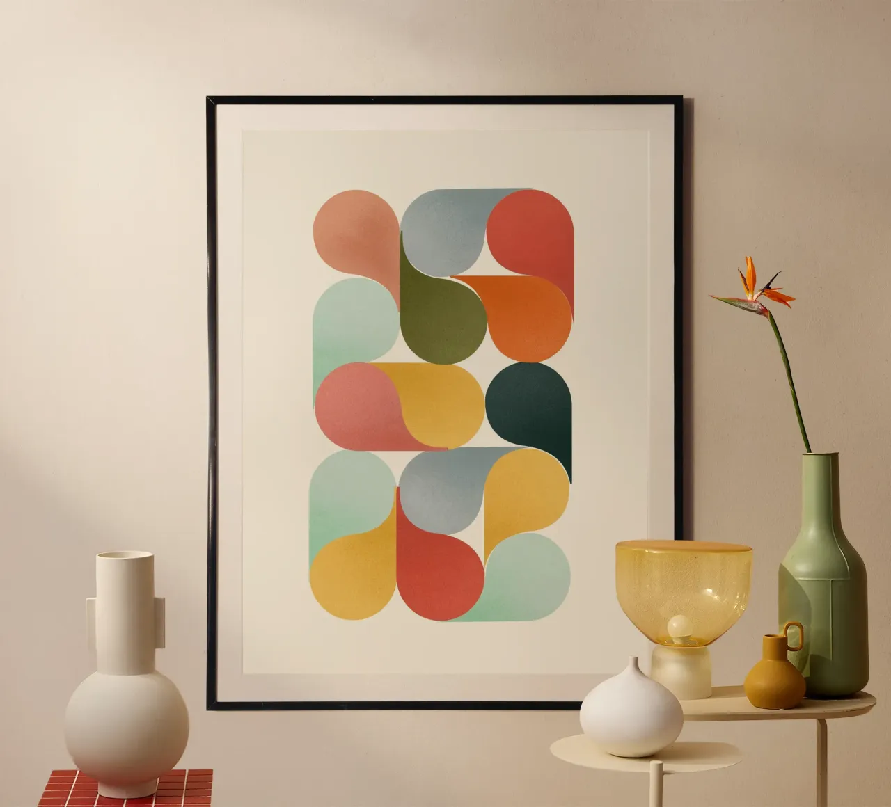 Retro Geometric Abstract Minimalist Art Print Hahnemühle von showmemars