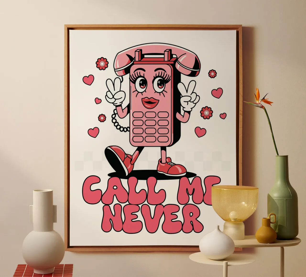 Call Me Never lienzo con Marco flotante de edsonramosart