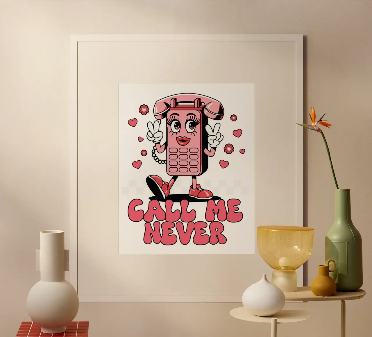 Call Me Never poster con telaio in legno da edsonramosart