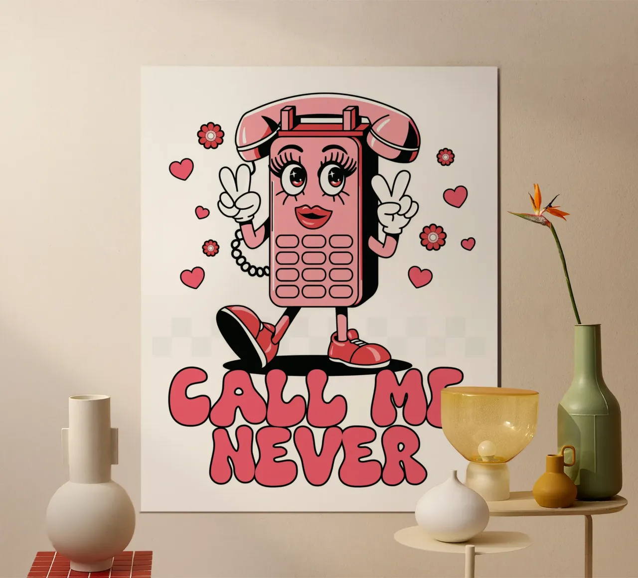 Call Me Never poster con telaio in legno da edsonramosart