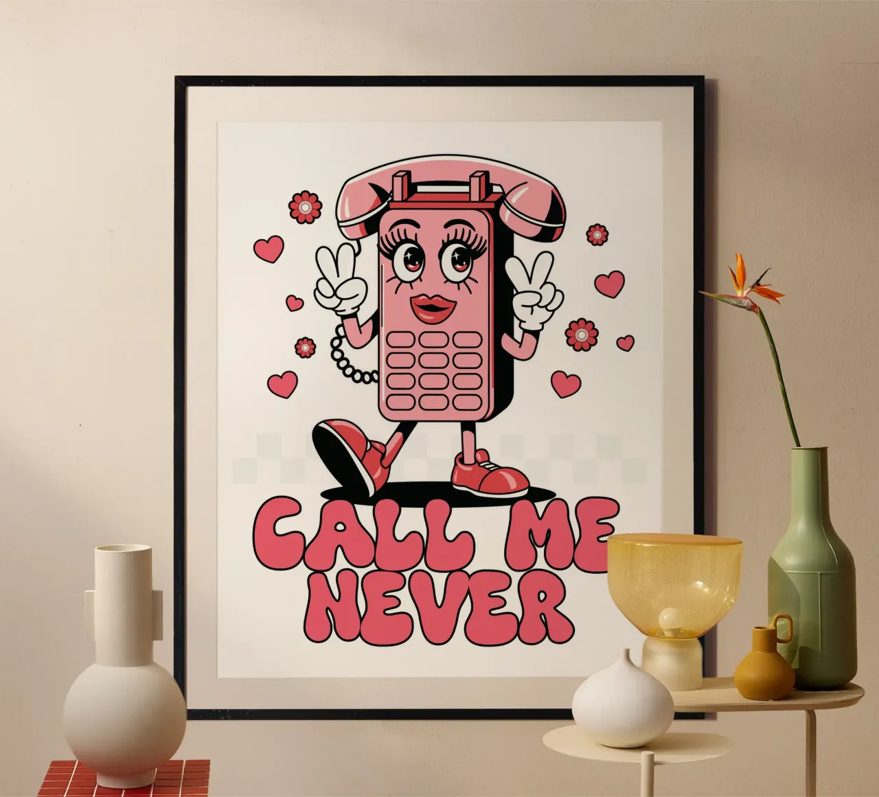 Call Me Never poster con telaio in legno da edsonramosart