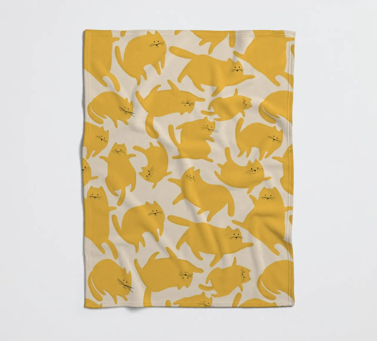 Playful Yellow Cats Cute Pattern fleece blanket by showmemars