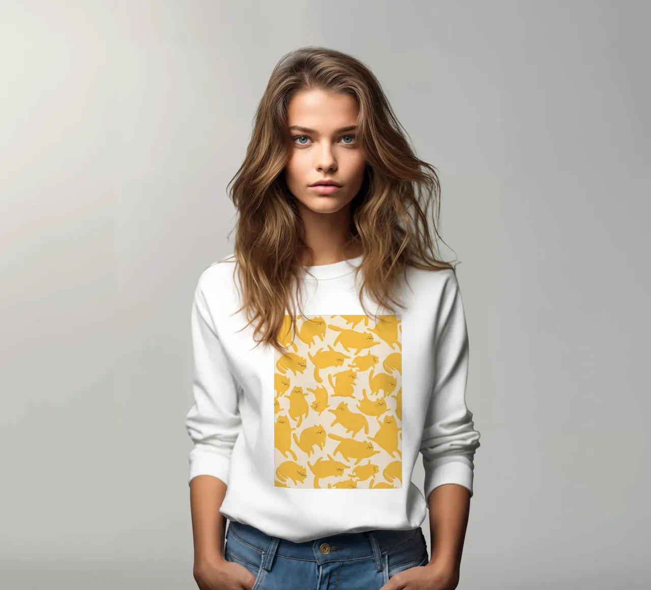 Playful Yellow Cats Cute Pattern felpa da showmemars