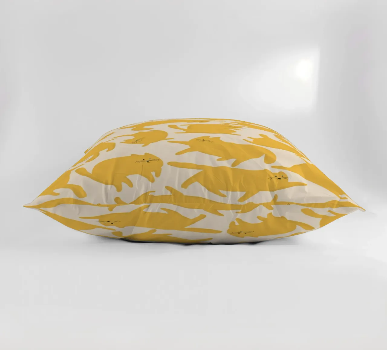 Playful Yellow Cats Cute Pattern decorative cushion by showmemars