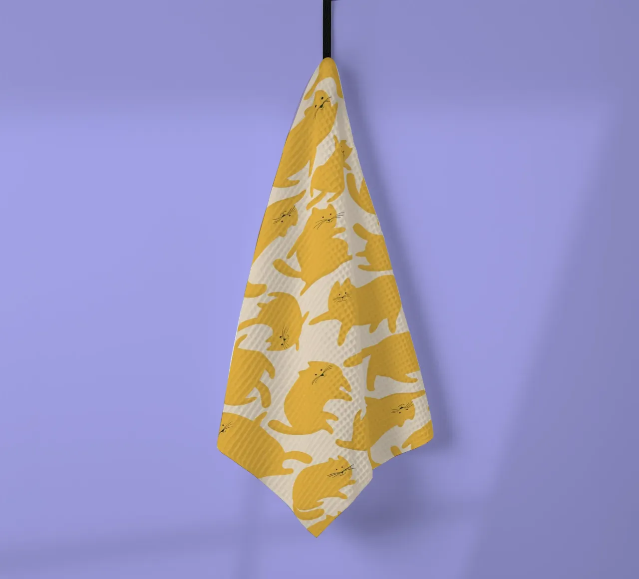Playful Yellow Cats Cute Pattern tea towel by showmemars